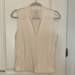 Talbots White Sleeveless Medium Petite Tank Top
